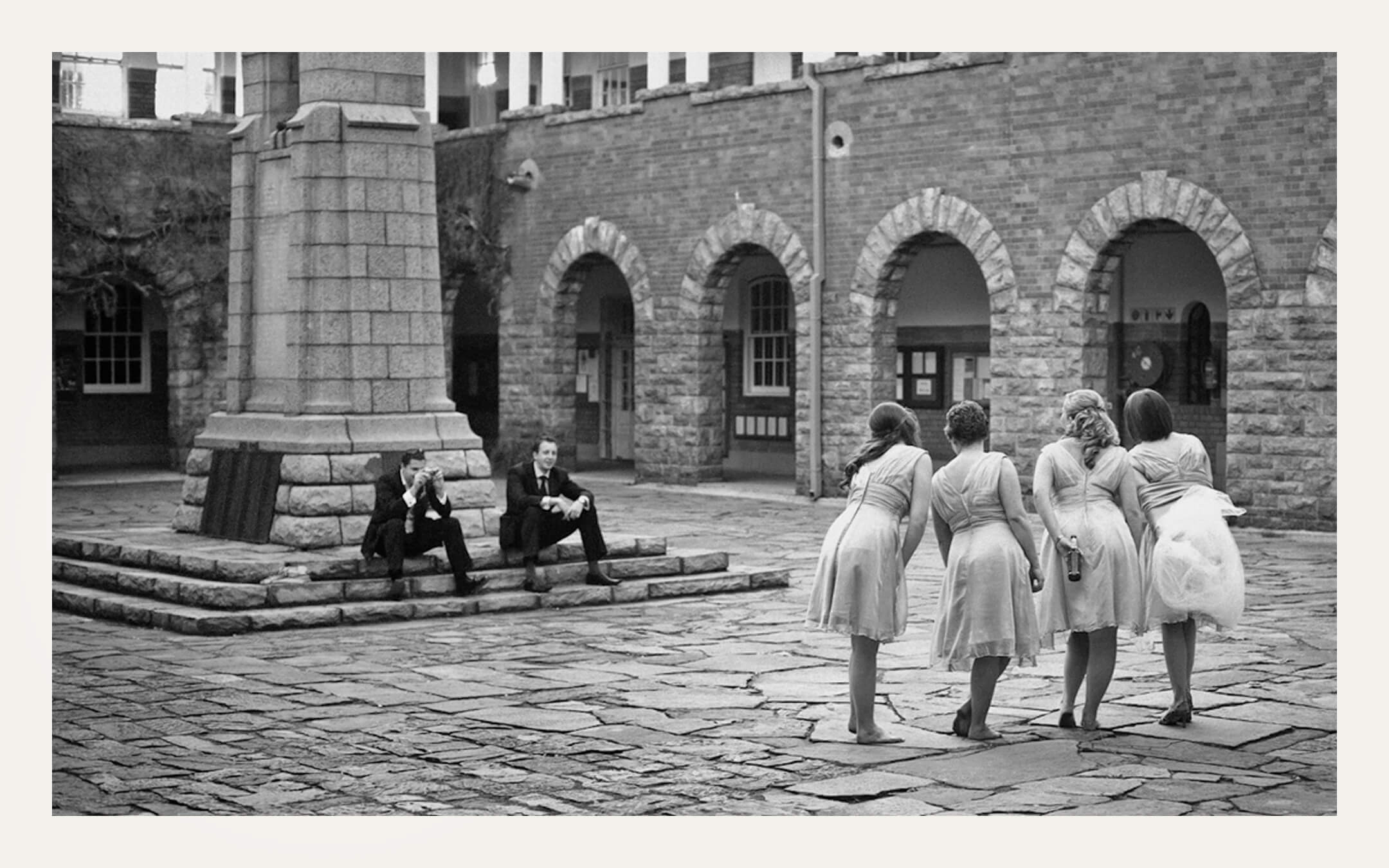 Bridesmaids in a town square — Ben Viljoen Photography